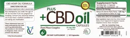 Label for Plus +CBD Oil Capsules