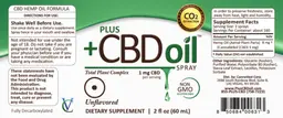 Label for Plus +CBD Oil Spray Unflavored
