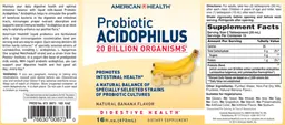Label for Probiotic Acidophilus Natural Banana Flavor