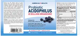 Label for Probiotic Acidophilus Natural Blueberry Flavor