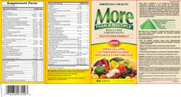 Label for More Than A Multiple Multivitamin Formula