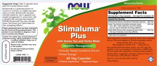 Label for Slimaluma Plus With Green Tea And Yerba Mate