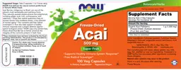 Label for Freeze-Dried Acai 500 mg