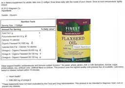 Label for Flaxseed Oil 1000 mg