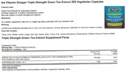 Label for Green Tea Extract Triple Strength