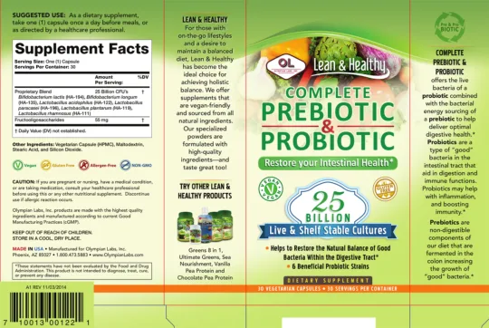 Label for Complete Prebiotic & Probiotic
