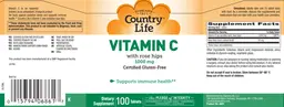 Label for Vitamin C With Rose Hips 1000 mg