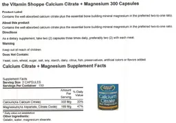 Label for Calcium Citrate Plus Magnesium