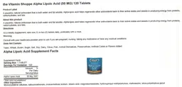 Label for Alpha-Lipoic Acid 50 mg