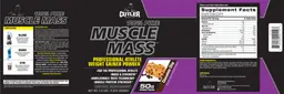 Label for 100% Pure Muscle Mass Chocolate Chip