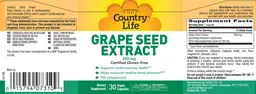 Label for Grape Seed Extract 200 mg