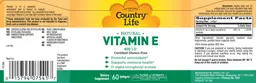 Label for Natural VItamin E 400 IU