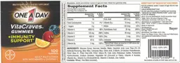 Label for VitaCraves Gummies +Immunity Support