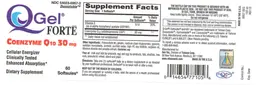 Label for QGel Forte Coenzyme Q10 30 mg