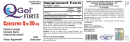 Label for QGel Forte Coenzyme Q10 30 mg
