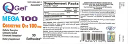 Label for QGel Mega 100 Coenzyme Q10 100 mg