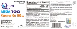 Label for QGel Mega 100 Coenzyme Q10 100 mg