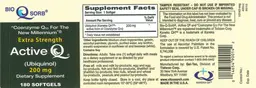 Label for Extra Strength Active Q 200 mg