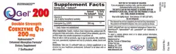 Label for QGel 200 Double Strength Coenzyme Q10 200 mg