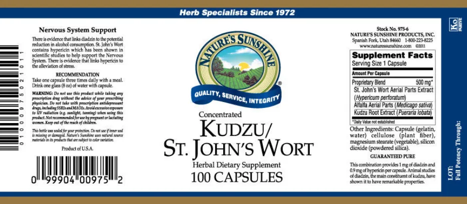Label for Kudzu/St. John's Wort