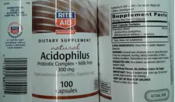 Label for Natural Acidophilus 300 mg