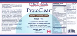 Label for ProtoClear Natural Chocolate Flavor