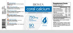 Label for Coral Calcium 750 mg