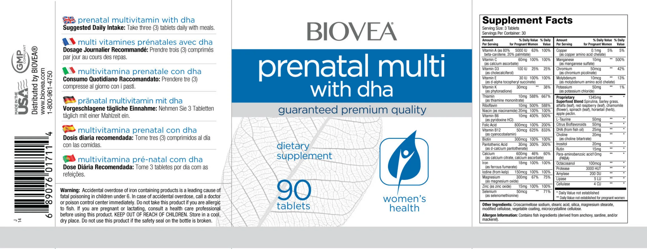 Label for Prenatal Multi with DHA