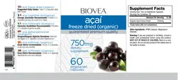 Label for Acai 750 mg