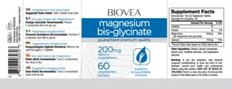 Label for Magnesium Bis-Glycinate 200 mg