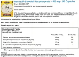 Label for IP-6 Inositol Hexaphosphate 500 mg