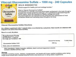 Label for Glucosamine Sulfate 1,000 mg