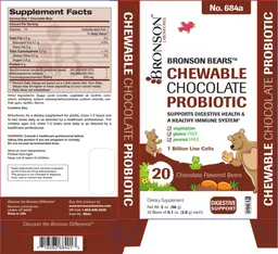Label for Bronson Bears Chewable Chocolate Probiotic