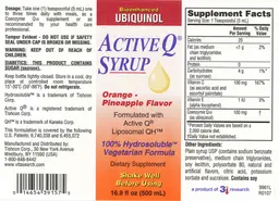 Label for Active Q Syrup Orange - Pineapple Flavor