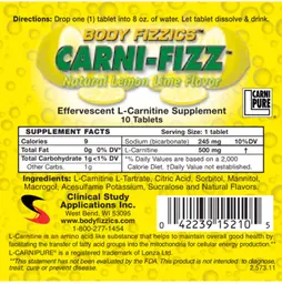 Label for Carni-Fizz Natural Lemon Lime Flavor
