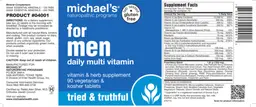 Label for For Men Daily Multi Vitamin