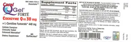 Label for Carni QGel Forte Coenzyme Q10 30 mg + L-Carnitine 440 mg