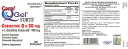 Label for Carni QGel Forte Coenzyme Q10 30 mg + L-Carnitine 440 mg