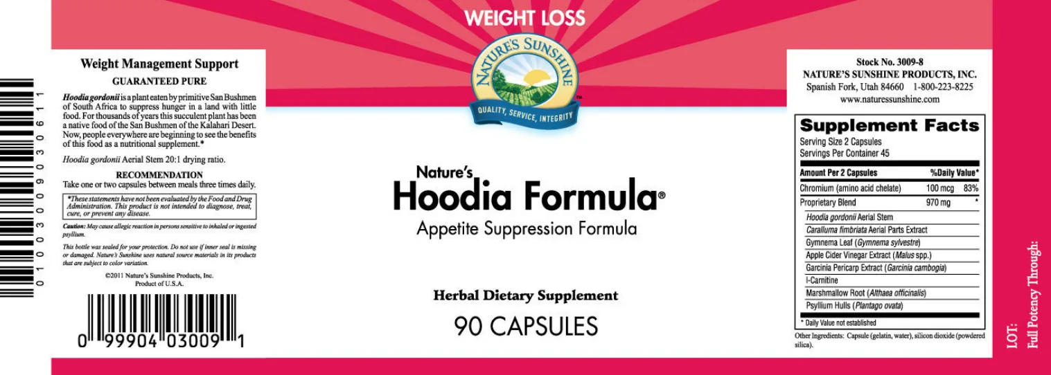 Label for Nature's Hoodia Formula