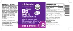 Label for Vitamin D3 5000 IU With Vitamin K2 Natural Apricot Flavor