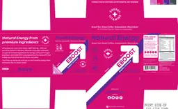 Label for EBOOST Energy Powder Natural Acai Pomegranate Flavor