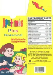 Label for Apetima's Plus Biokemical