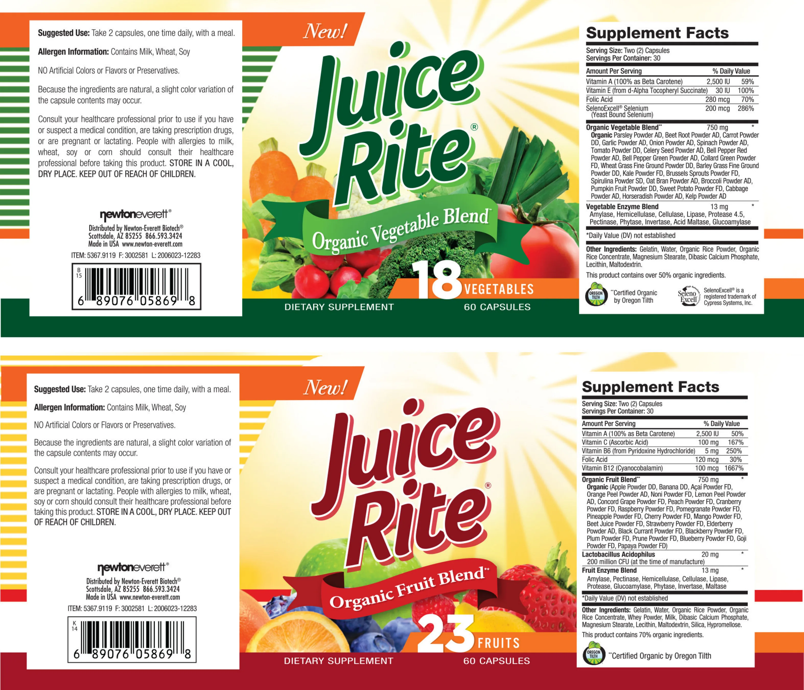 Label for Juice Rite Organic Fruit Blend