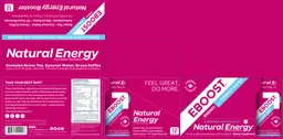 Label for EBOOST Energy Shot Natural Superberry Flavor