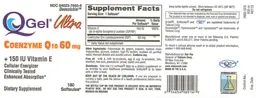 Label for QGel Ultra Coenzyme Q10 60 mg + 150 IU Vitamin E