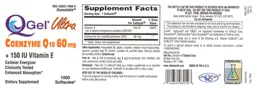 Label for QGel Ultra Coenzyme Q10 60 mg + 150 IU Vitamin E