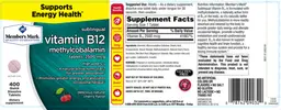 Label for Vitamin B12 Methylcobalamin Tablets, 2500 mcg Cherry Flavor