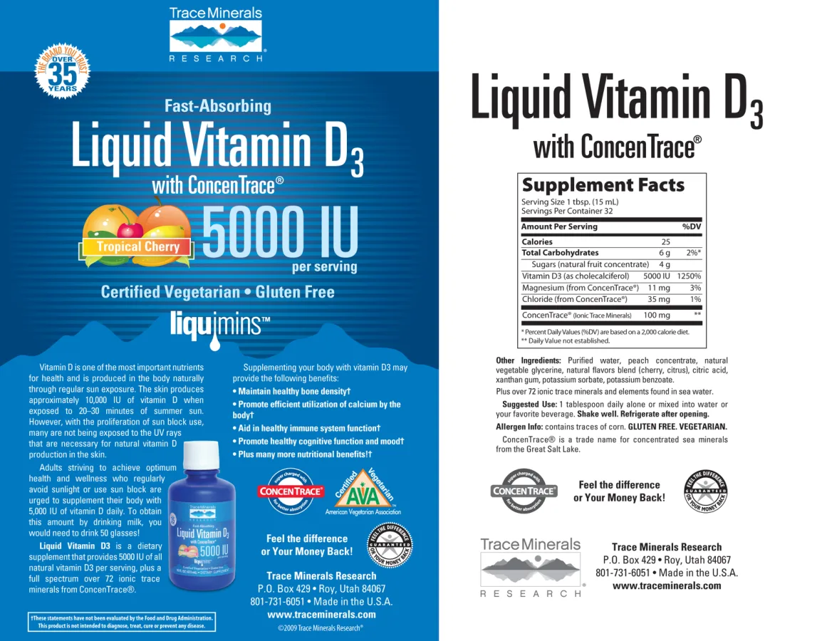 Label for Fast-Absorbing Liquid Vitamin D3 with ConcenTrace Tropical Cherry