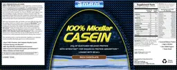 Label for 100% Micellar Casein Rich Chocolate