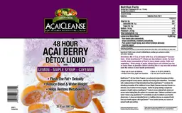 Label for AcaiCleanse 48 Hour Acai Berry Detox Liquid
